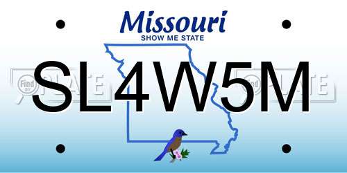 SL4W5M Missouri License Plate