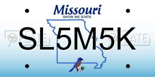 SL5M5K Missouri License Plate