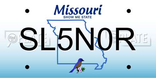 SL5N0R Missouri License Plate