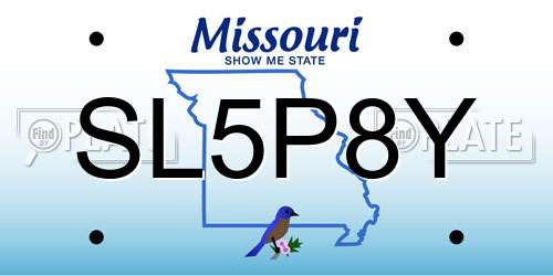 SL5P8Y Missouri License Plate