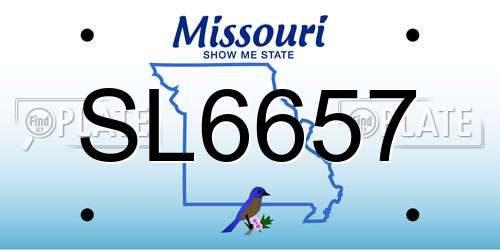 SL6657 Missouri License Plate