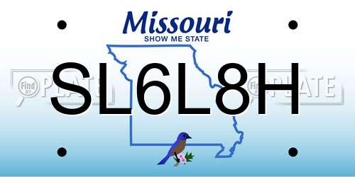 SL6L8H Missouri License Plate