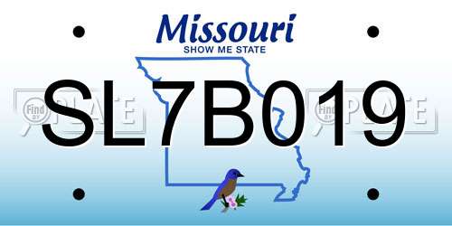 SL7B019 Missouri License Plate