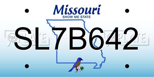SL7B642 Missouri License Plate