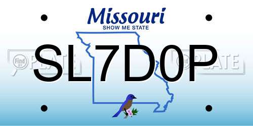 SL7D0P Missouri License Plate