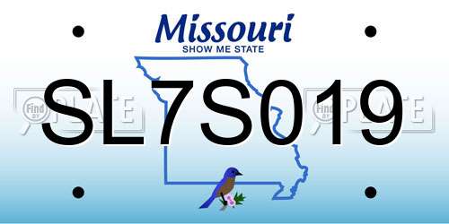 SL7S019 Missouri License Plate