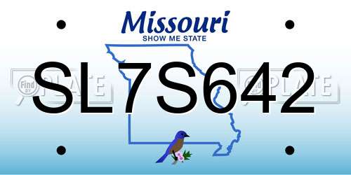 SL7S642 Missouri License Plate