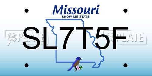 SL7T5F Missouri License Plate