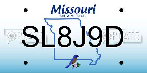 SL8J9D Missouri License Plate