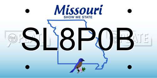 SL8P0B Missouri License Plate