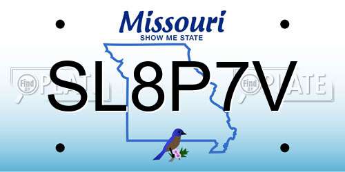 SL8P7V Missouri License Plate