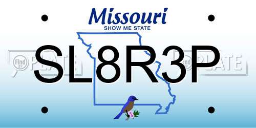 SL8R3P Missouri License Plate