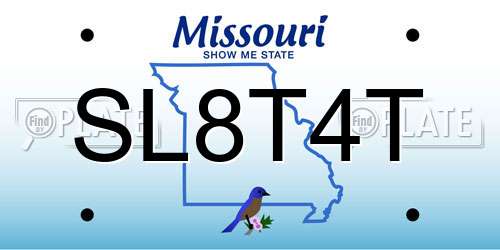SL8T4T Missouri License Plate