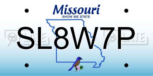 SL8W7P Missouri License Plate
