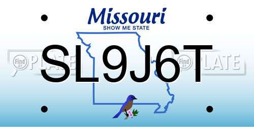 SL9J6T Missouri License Plate