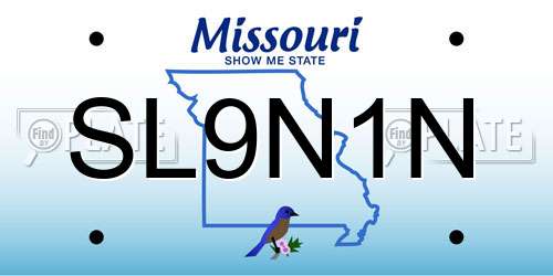 SL9N1N Missouri License Plate