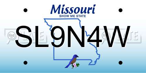 SL9N4W Missouri License Plate