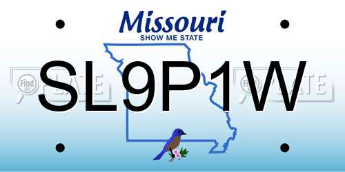 SL9P1W Missouri License Plate