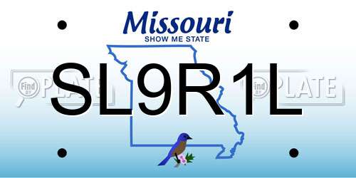 SL9R1L Missouri License Plate