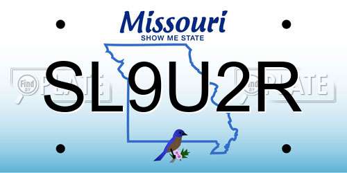 SL9U2R Missouri License Plate