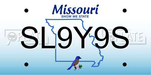 SL9Y9S Missouri License Plate