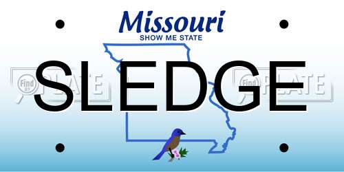 SLEDGE Missouri License Plate