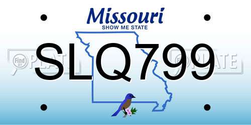 SLQ799 Missouri License Plate