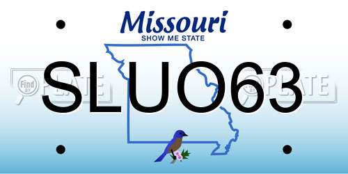 SLUO63 Missouri License Plate