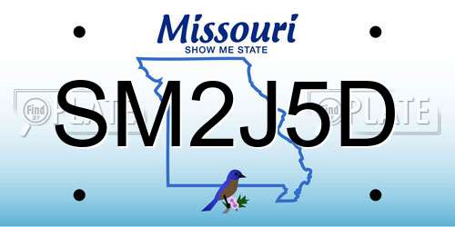 SM2J5D Missouri License Plate