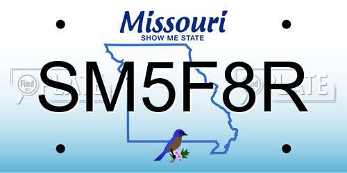 SM5F8R Missouri License Plate