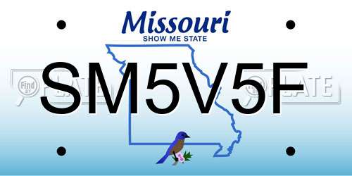SM5V5F Missouri License Plate