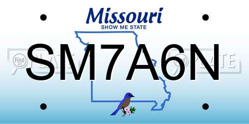 SM7A6N Missouri License Plate