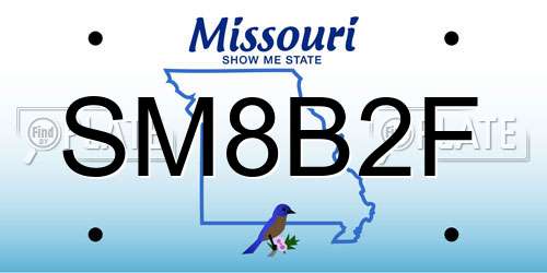 SM8B2F Missouri License Plate