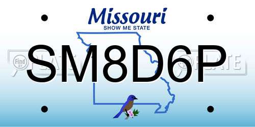 SM8D6P Missouri License Plate