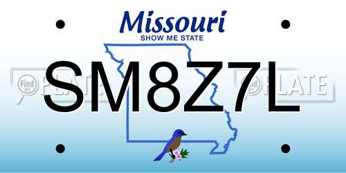 SM8Z7L Missouri License Plate