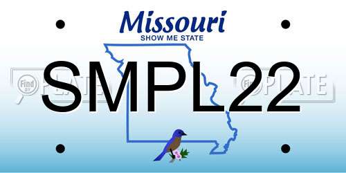 SMPL22 Missouri License Plate