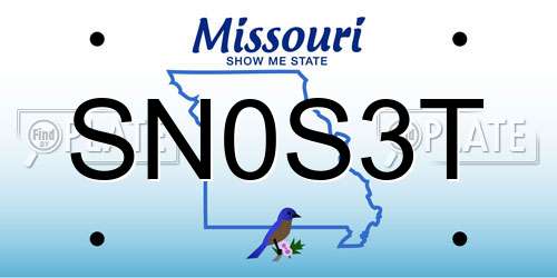 SN0S3T Missouri License Plate