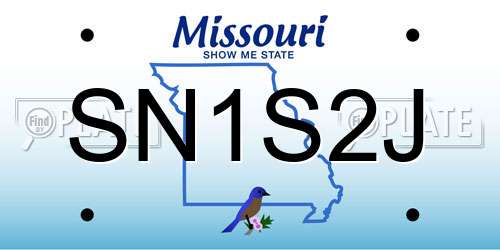 SN1S2J Missouri License Plate