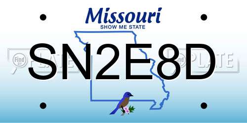 SN2E8D Missouri License Plate