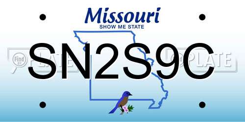 SN2S9C Missouri License Plate