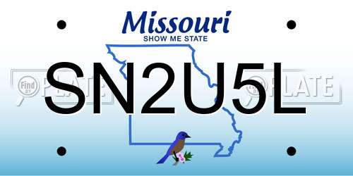 SN2U5L Missouri License Plate