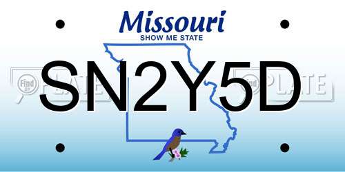 SN2Y5D Missouri License Plate