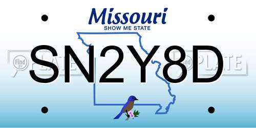 SN2Y8D Missouri License Plate