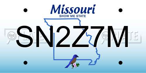 SN2Z7M Missouri License Plate