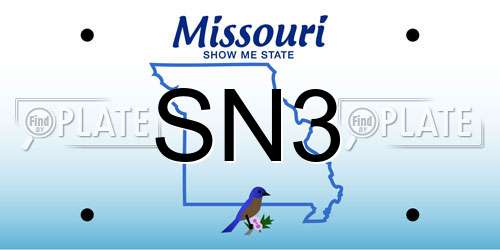 SN3 Missouri License Plate