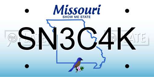 SN3C4K Missouri License Plate