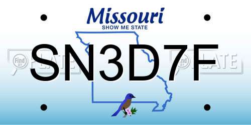 SN3D7F Missouri License Plate