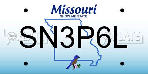 SN3P6L Missouri License Plate