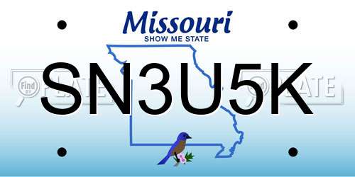 SN3U5K Missouri License Plate