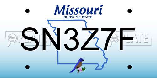 SN3Z7F Missouri License Plate